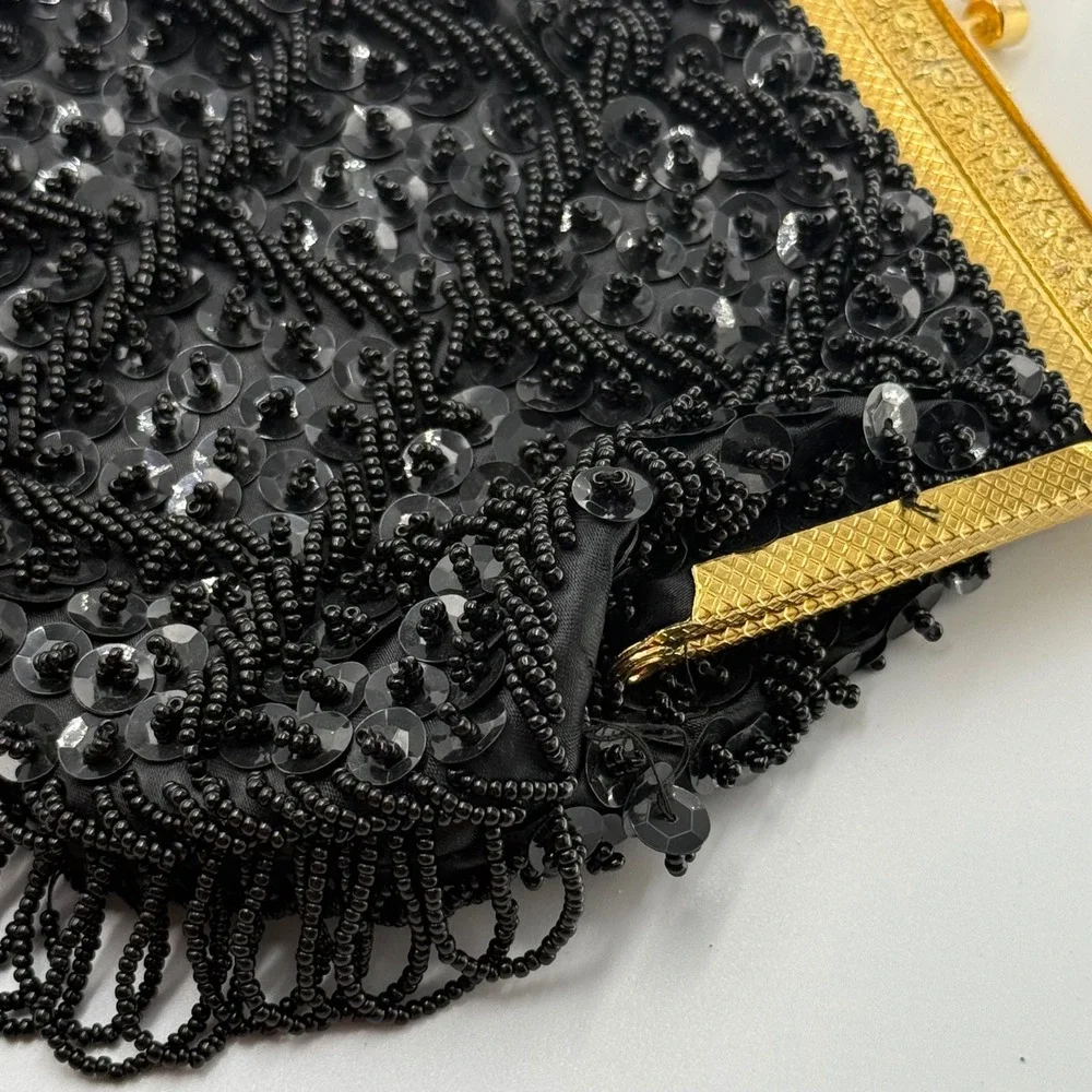 Vintage Beaded Sequin Evening Bag Clutch Hand Made in Hong Kong Unique‎